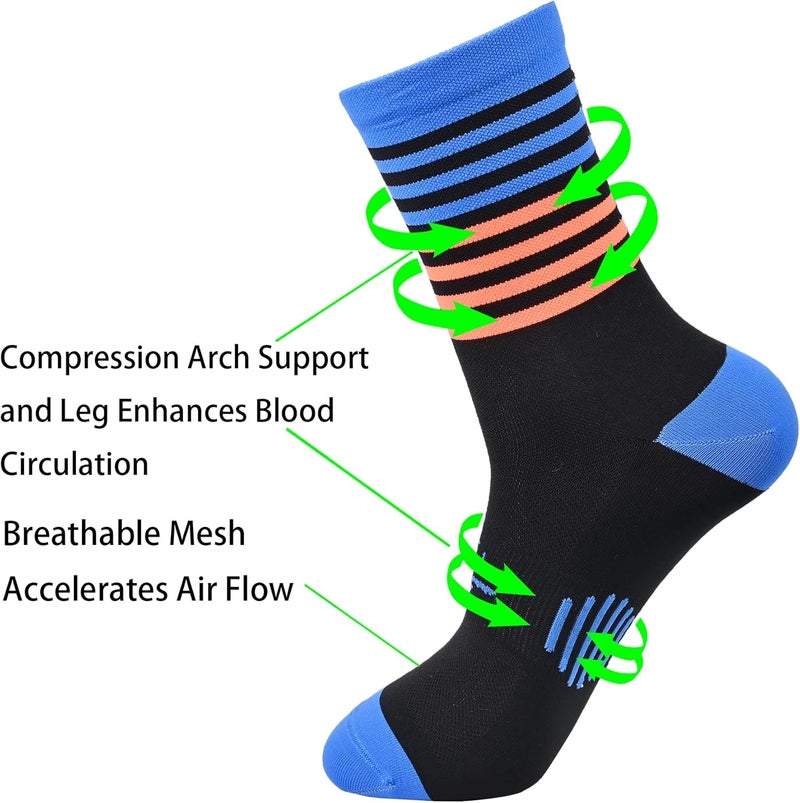 WindCrosser Mens and Womens Anti Odor Blister Resistant Seamless Thin Compression Quarter Crew Athletic Cycling Socks - Image 5